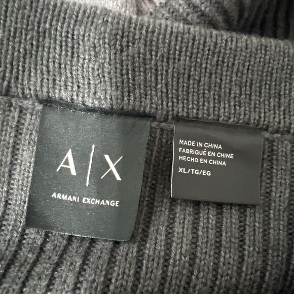A|X Armani Exchange Sweater Men Extra Large Grey Cardigan Button Up Wool Blend - Picture 3 of 16